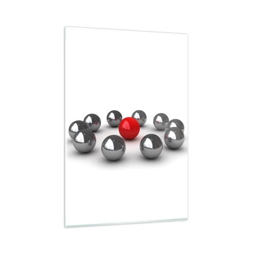 Üveg kép - Ezüst és piros kör - 80x120 cm