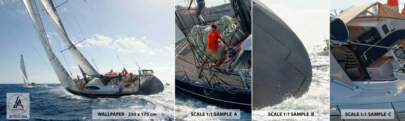 Fotótapéta Minta Öntapadós Deluxe Sticker - Győzzön a jobbik - Vitorlás jacht, Regatta, Vitorlázás - 100x30 cm