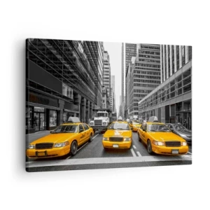 Vászonkép - Sárga taxik New York utcáin - 70x50cm - Mi színezzük a várost - Modern fali dekoráció nappalihoz és hálószobához ARTTOR