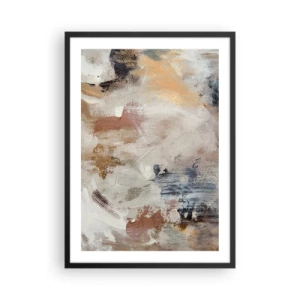 Poszter fehér keretben - Meleg, földszínű absztrakt kompozíció. - 50x70cm - Ködös absztrakció - Modern fali dekoráció nappalihoz és hálószobához ARTTOR