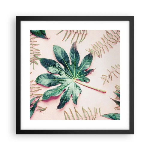 Poszter fehér keretben - A zöld tanulmánya a rózsaszín háttérben - 40x40 cm