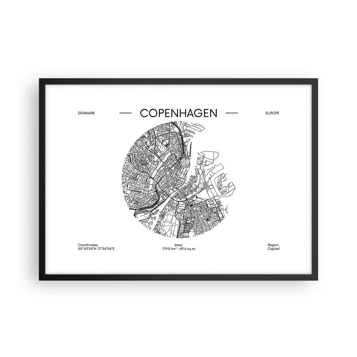 Poszter fehér keretben - Koppenhága anatómiája - 70x50 cm