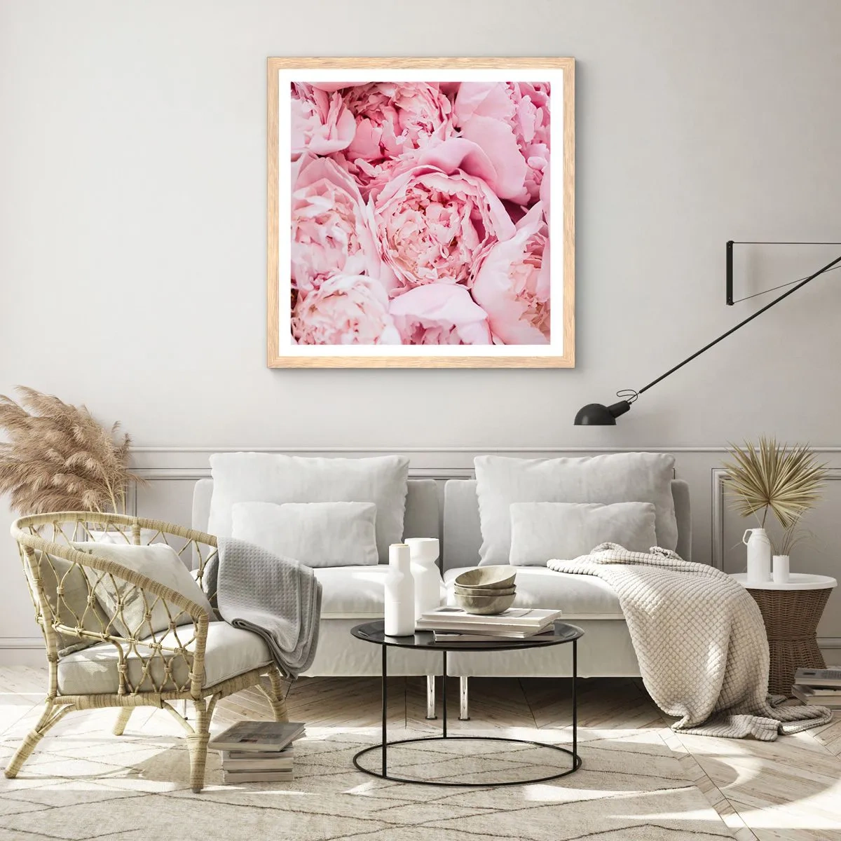 Poszter világos tölgy keretben - Átölelve és illatos - 60x60 cm