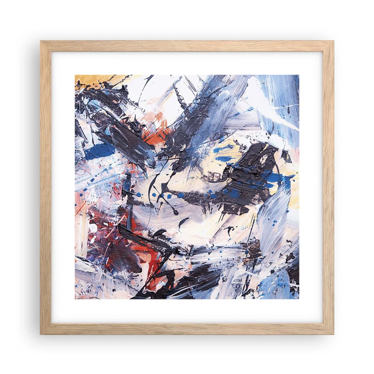 Poszter világos tölgy keretben - Őrült absztrakt tánc - 40x40 cm