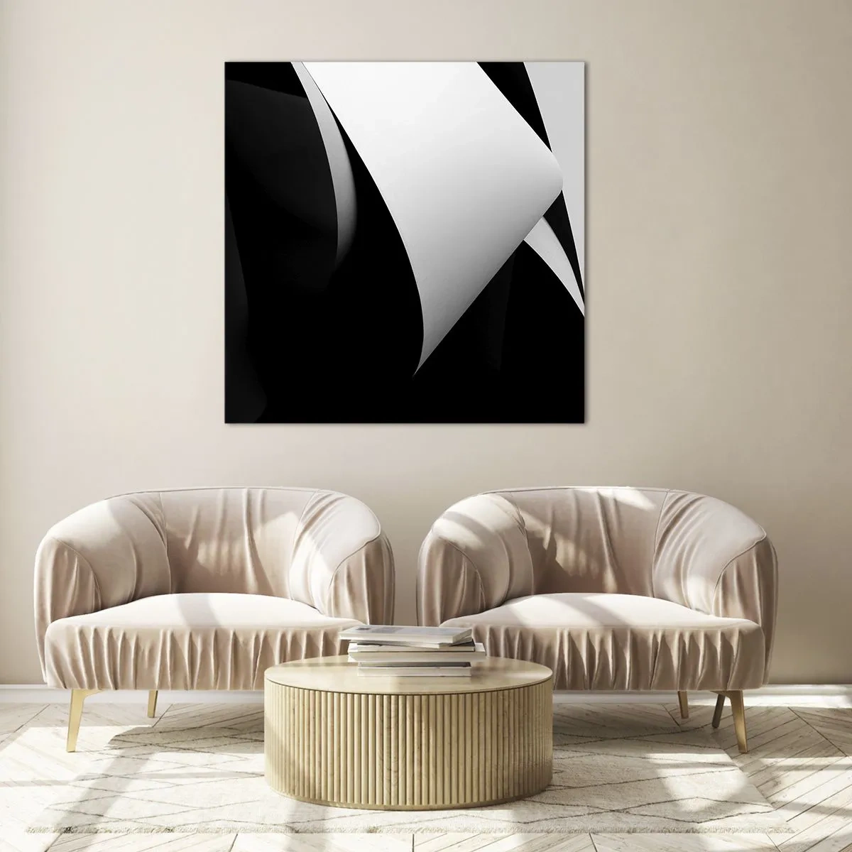 Üveg kép - Fénysíkok az árnyék mélyéről - 70x70 cm