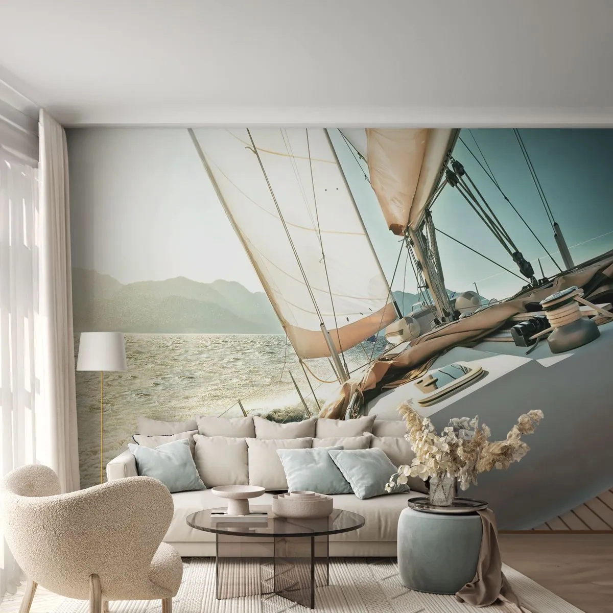 Fotótapéta Premium Canvas - Dagadó vitorlákkal - Jacht, vitorlázás, Tenger - 250x175 cm