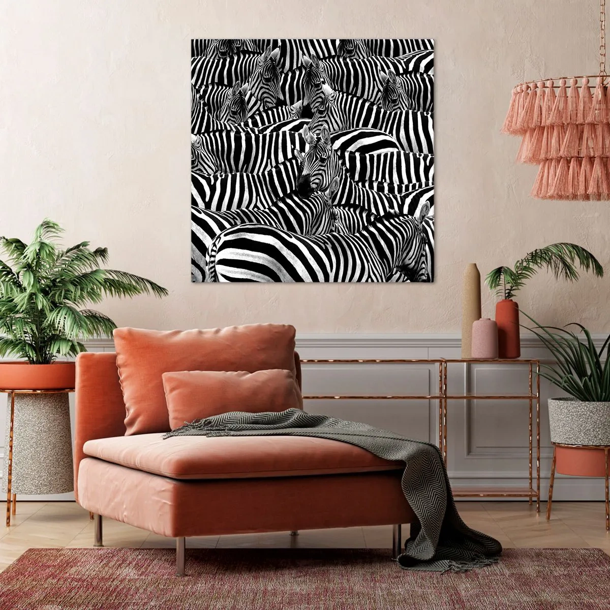 Vászonkép - Csoportos, csíkos portré - 50x50 cm