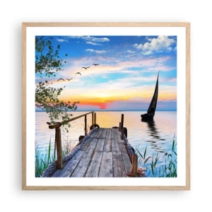 Poszter világos tölgy keretben - Kellemes este - 60x60 cm