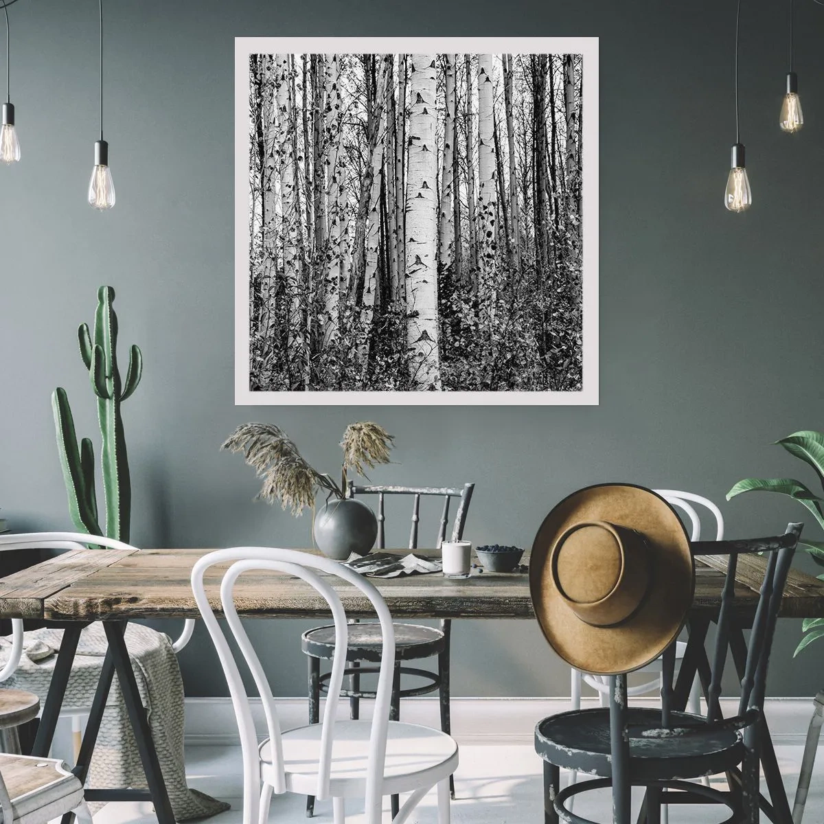 Poszter - Nyírfa oszlopsor - 60x60 cm