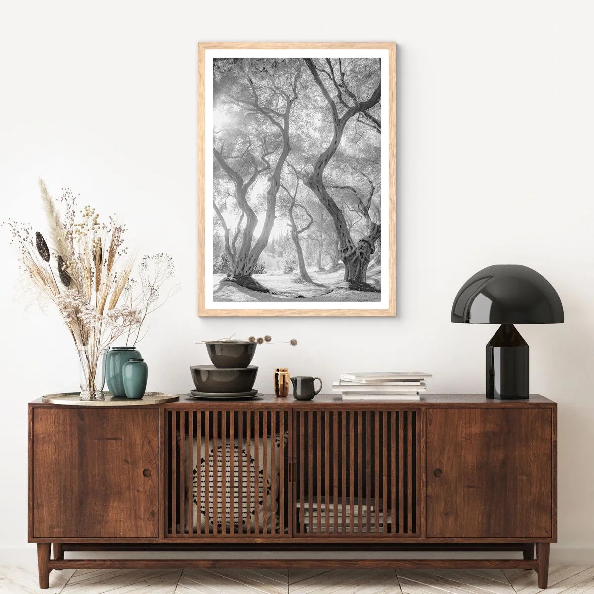 Poszter világos tölgy keretben - Egy olajfaligetben - 50x70 cm