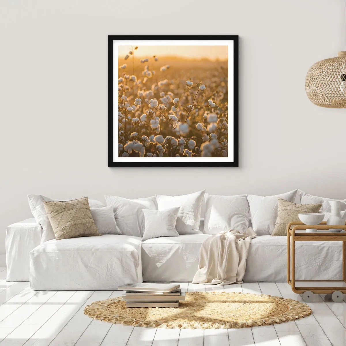 Poszter fehér keretben - Puha mező - 60x60 cm