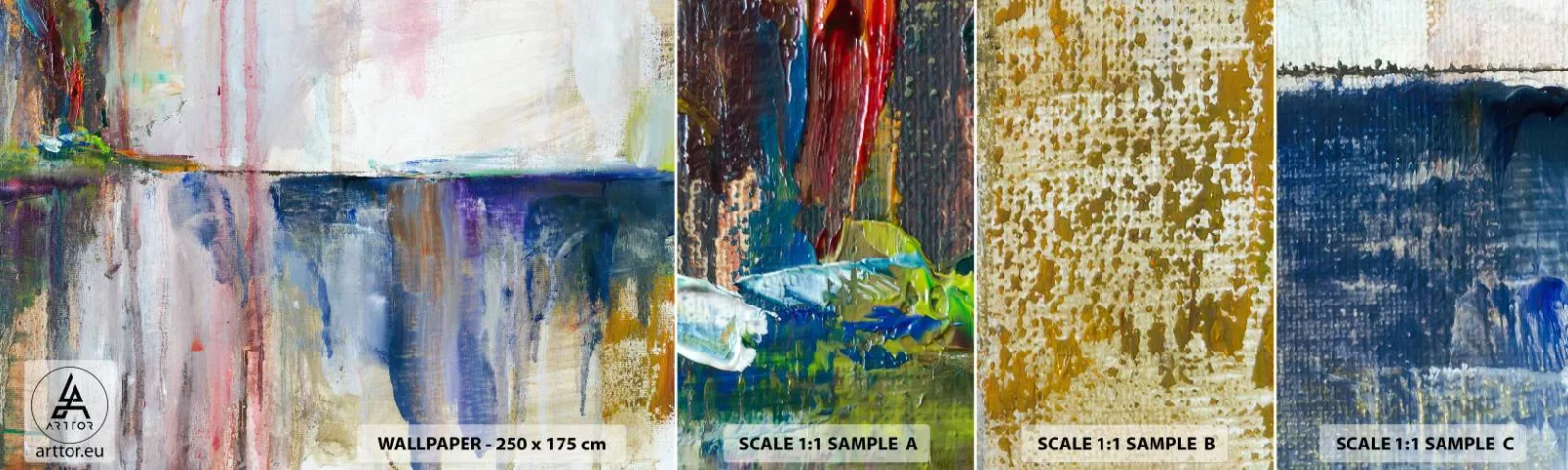 Fotótapéta Minta Standard Eco - Színes benyomások és társítások - Absztrakció, Darab, Festmény - 100x30 cm