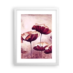 Poszter fekete keretben - Piros és fehér szirom - 30x40 cm
