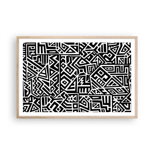 Poszter világos tölgy keretben - Kolumbusz előtti kompozíció - 91x61 cm