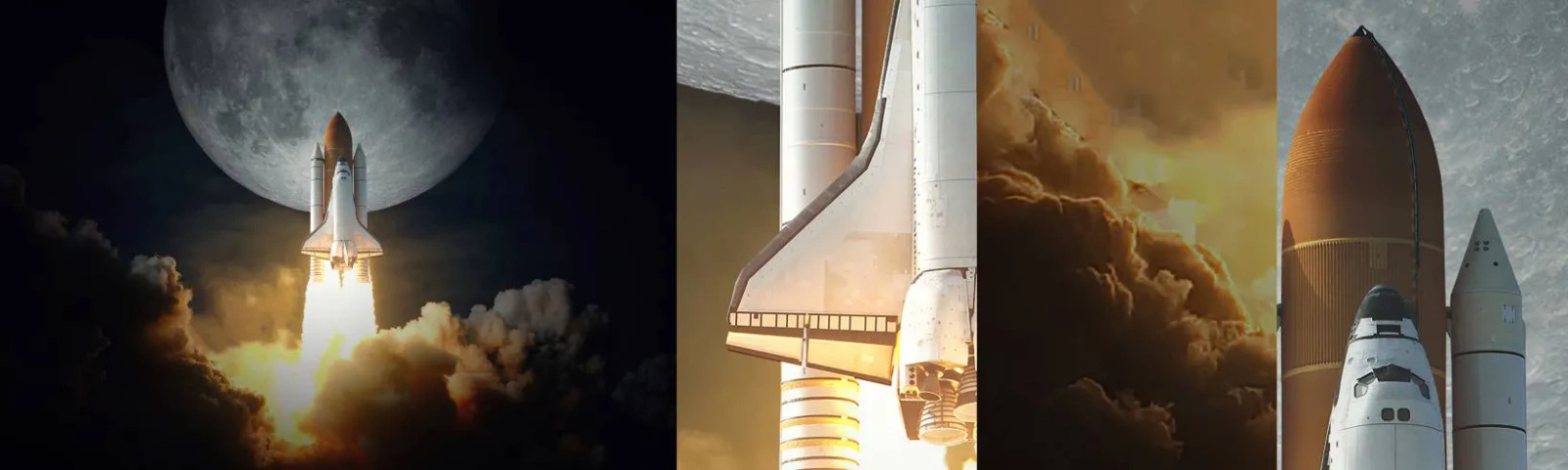 Fotótapéta Minta Standard Eco - Egy földöntúli kaland kezdete - Hold, Egy űrrakéta, NASA - 100x30 cm