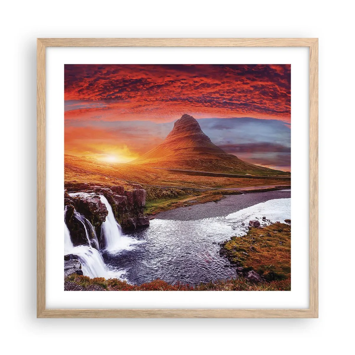 Poszter világos tölgy keretben - Középfölde kilátása - 50x50 cm