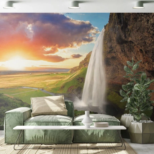 Fotótapéta Standard Eco - Az izlandi nyár - Tájkép, Vízesés, Izland - 350x256 cm