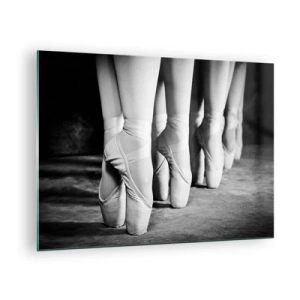 Üveg kép - Balerinák a pointe-on, fekete-fehér környezetben - 70x50cm - Együtt, könnyedén - Modern fali dekoráció nappalihoz és hálószobához ARTTOR
