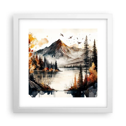 Poszter fekete keretben - Aranyszínű ősz a hegyekben - 30x30 cm