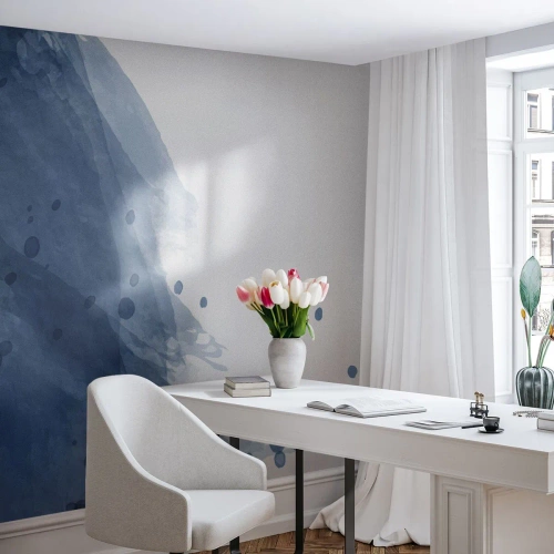 Fotótapéta Premium Sand - Kék tüll - Absztrakció, Darab, Festmény - 450x315 cm