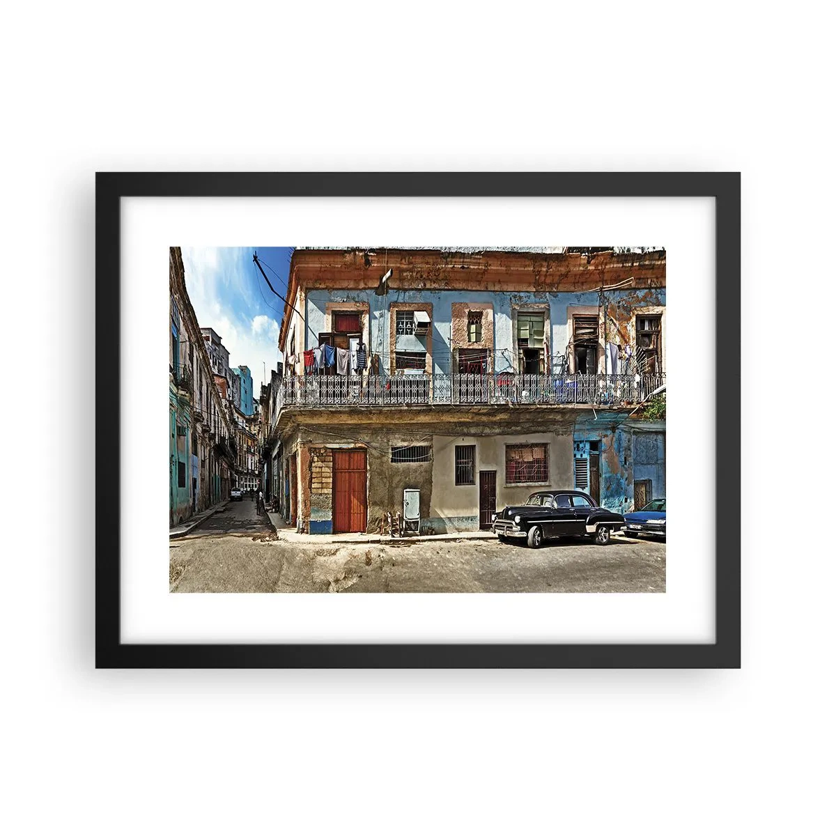 Poszter fehér keretben - Havannai hangulat - 40x30 cm