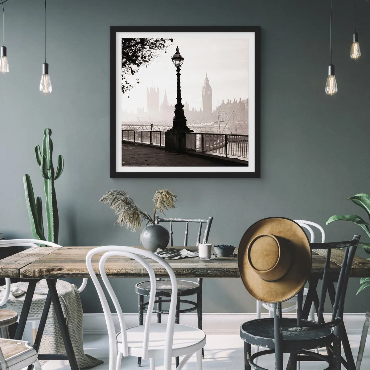 Poszter fehér keretben - Londoni reggel - 60x60 cm
