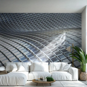 Fotótapéta Premium Sand - Fémes ezüst hullám - Absztrakció, Grafika, Darab - 300x210 cm