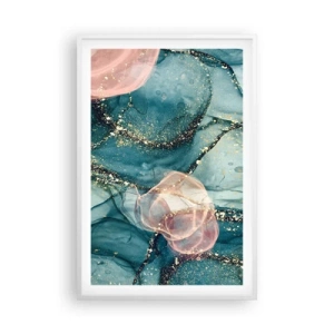 Poszter fekete keretben - Selyemkék, tüll rózsaszín - 61x91 cm