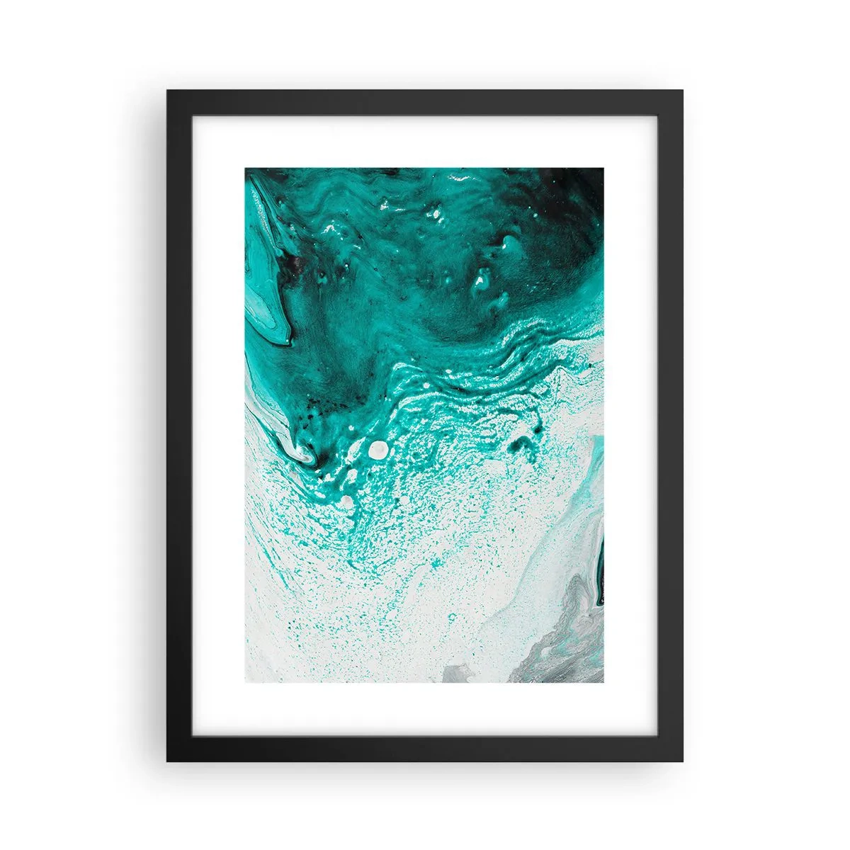Poszter fehér keretben - Elolvadni fehérben és türkizben  - 30x40 cm