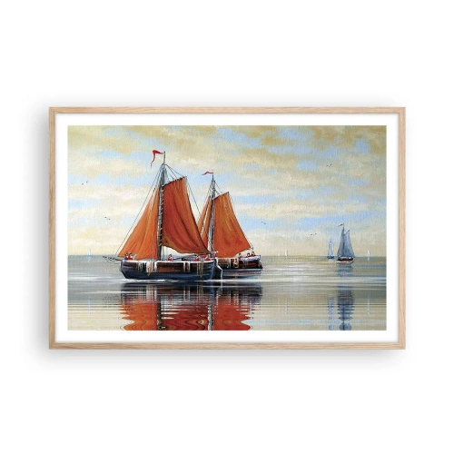 Poszter világos tölgy keretben - Hé, vitorla, tengerész… - 91x61 cm