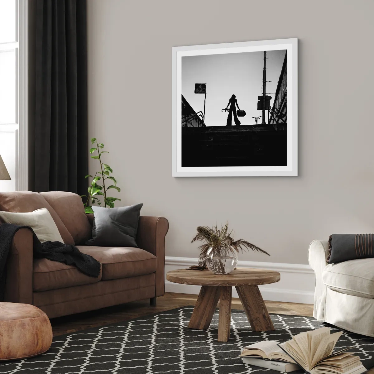 Poszter fekete keretben - Városi vándorlás - 60x60 cm