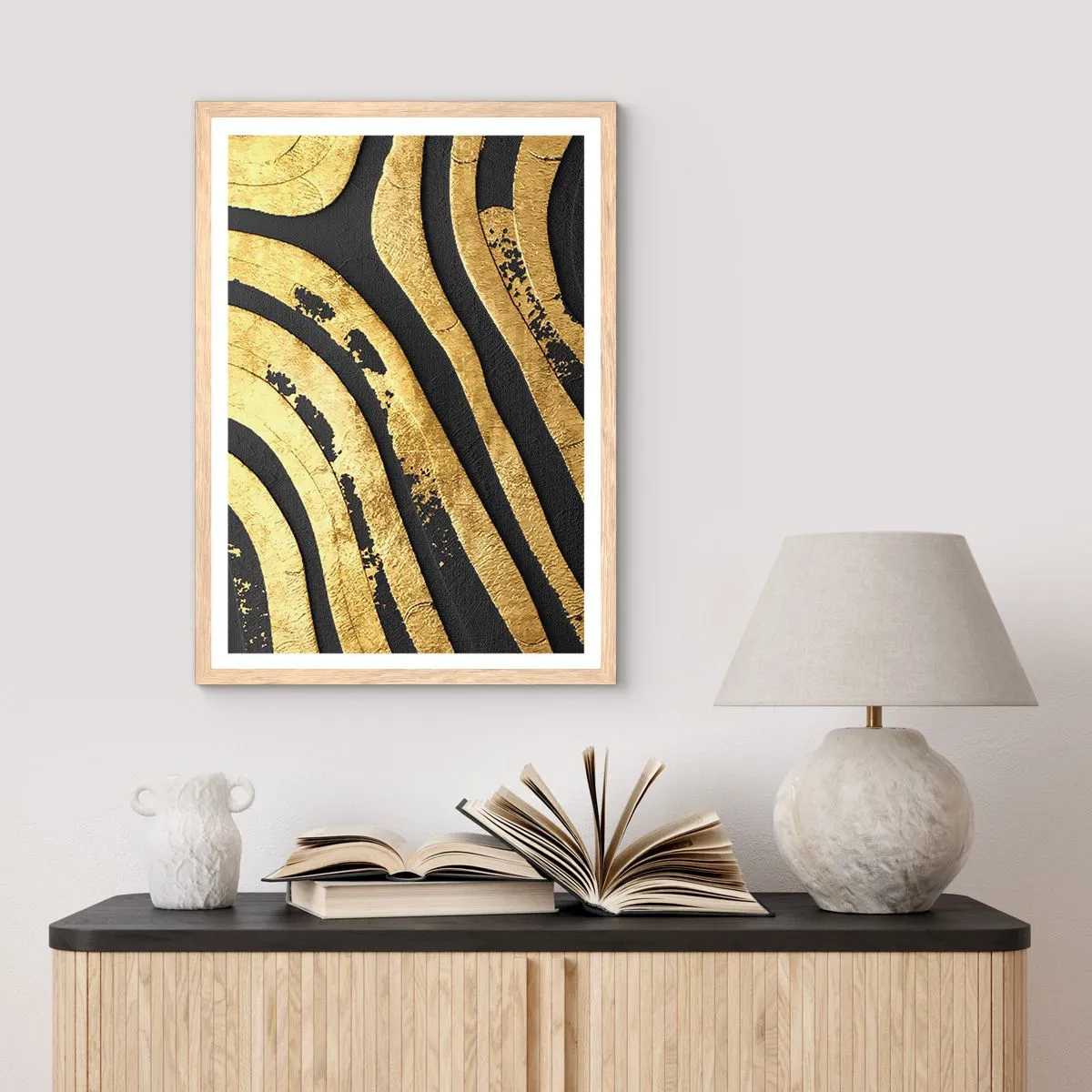 Poszter világos tölgy keretben - Minden folyik - 50x70 cm