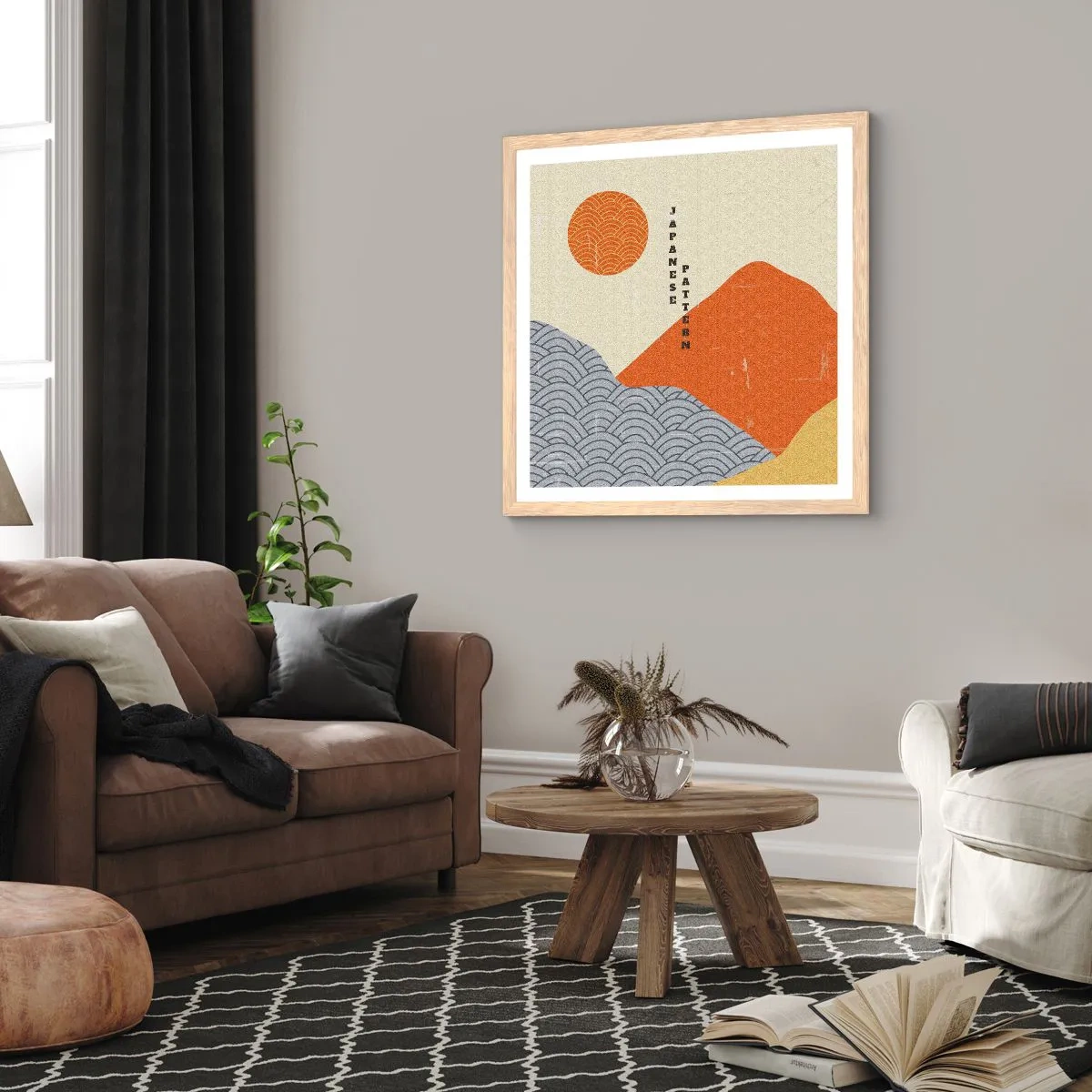 Poszter világos tölgy keretben - A japán szellemben - 60x60 cm