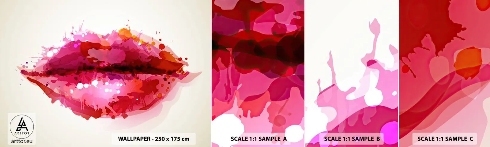 Fotótapéta Minta Öntapadós Deluxe Sticker - Vöröses árnyalatú vörös - Absztrakció, vörös ajkak, Darab - 100x30 cm