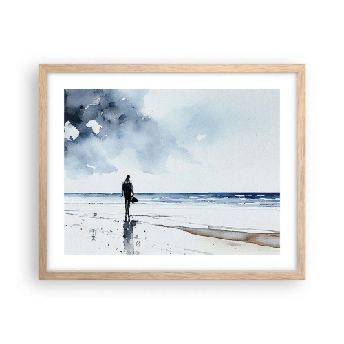 Poszter világos tölgy keretben - Beszélgetés a tengerrel - 50x40 cm