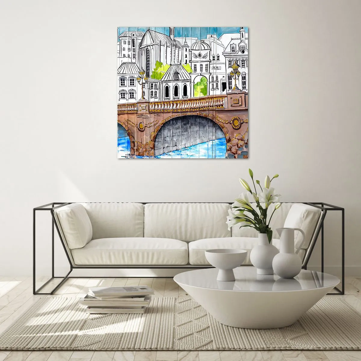 Üveg kép - Város mint a festményről - 70x70 cm