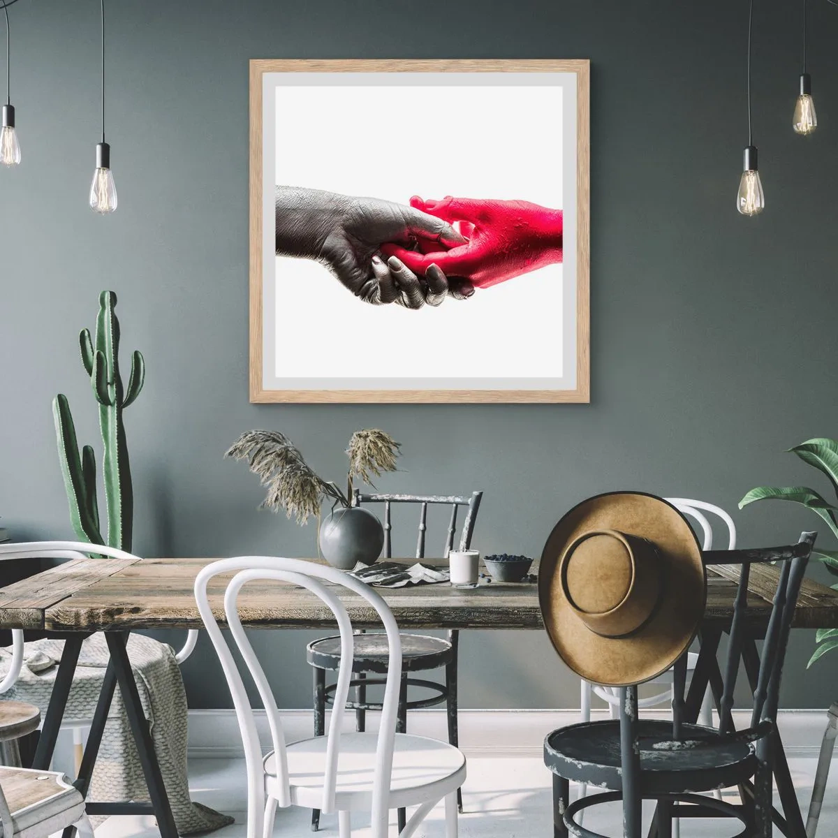 Poszter világos tölgy keretben - Együtt, bár mások - 50x50 cm