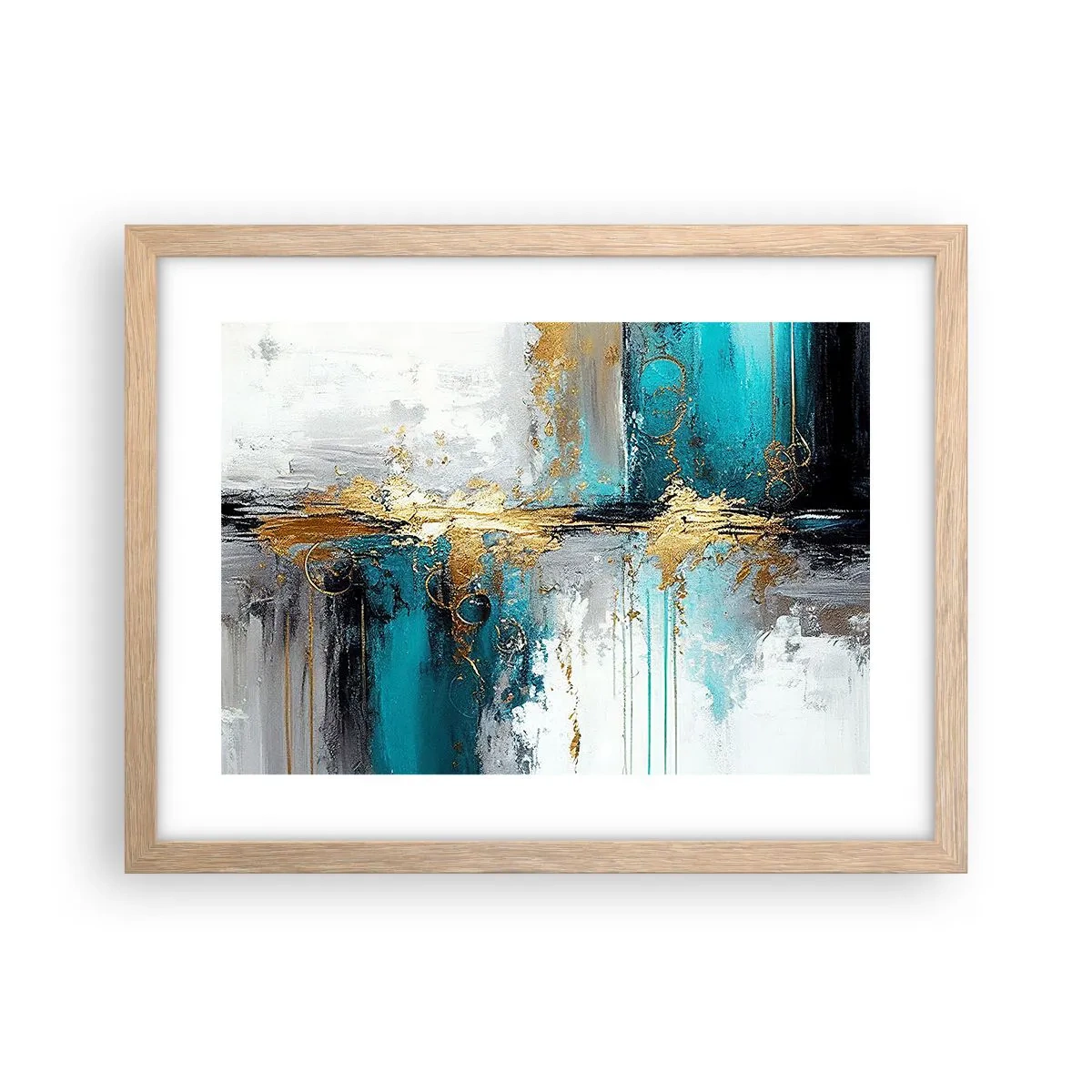 Poszter világos tölgy keretben - Minden áramlik - 40x30 cm