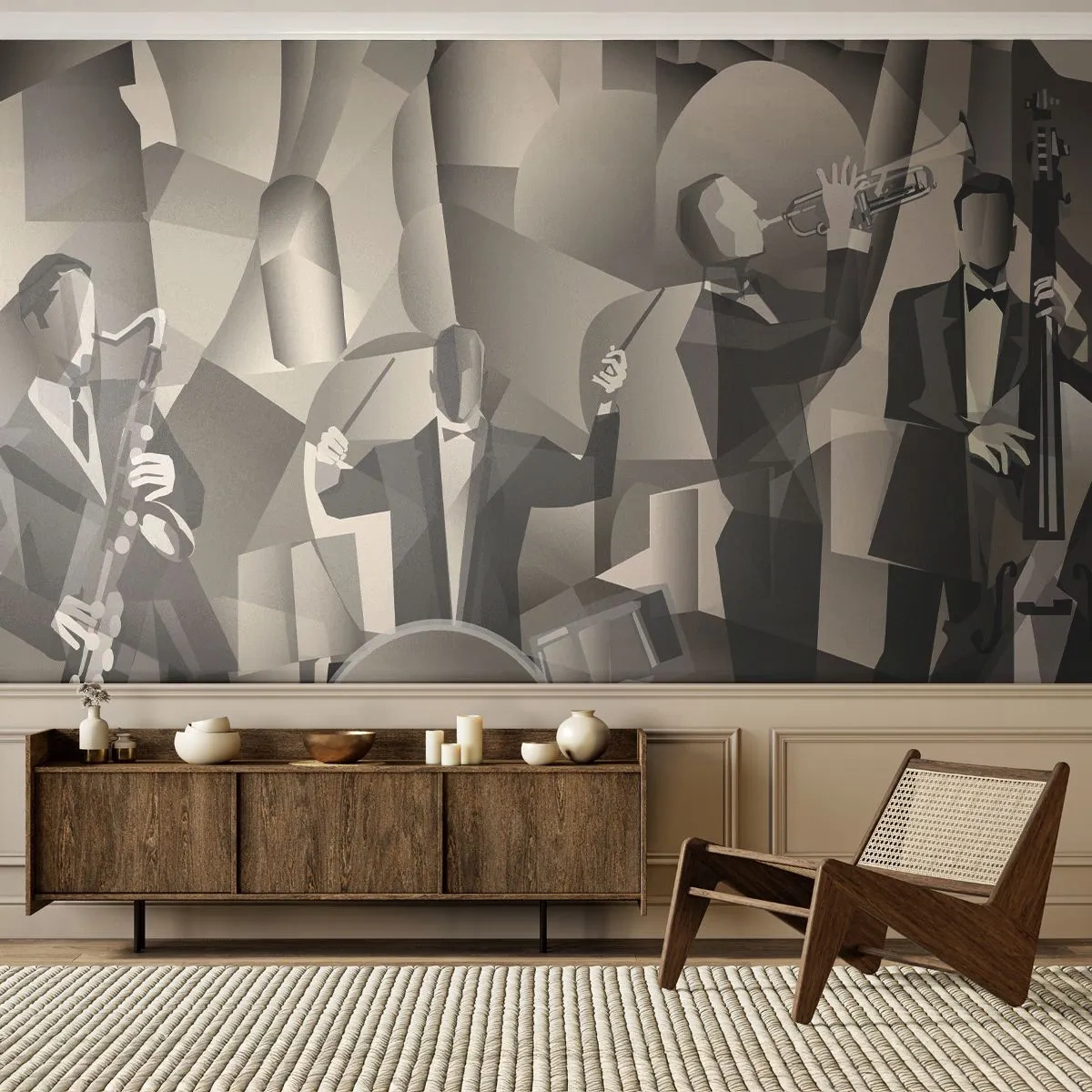 Fotótapéta Standard Eco - A hangok terében - Absztrakció, Zenekar, Dzsessz - 400x280 cm