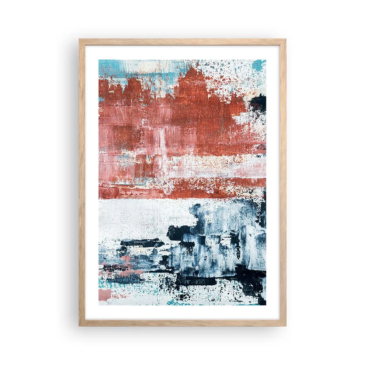 Poszter világos tölgy keretben - Fele-fele absztrakt - 50x70 cm