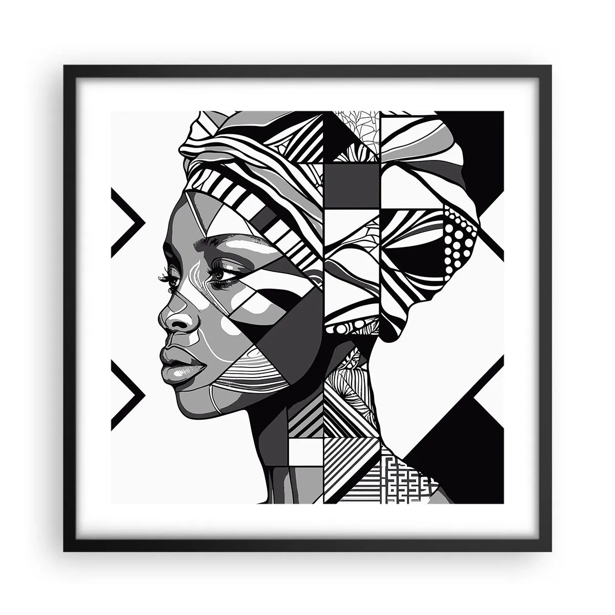 Poszter fehér keretben - Etnikai portré - 50x50 cm