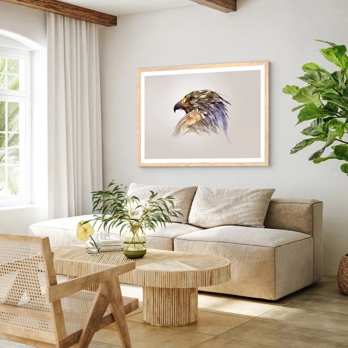 Poszter világos tölgy keretben - Egy harcos portréja - 100x70 cm