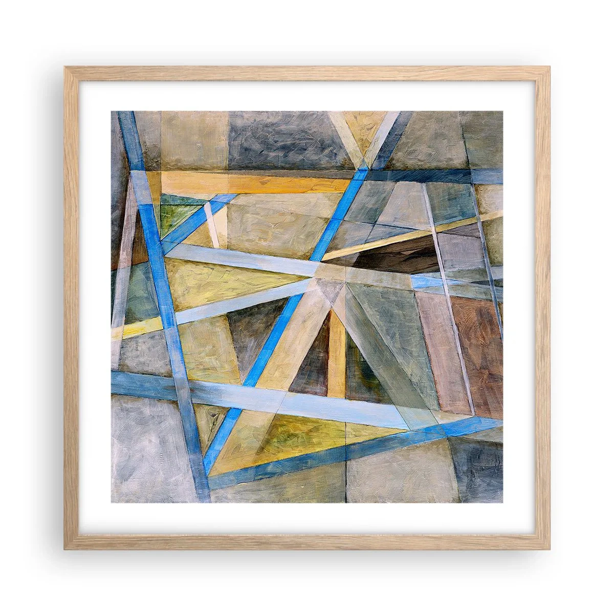 Poszter világos tölgy keretben - Egyenesen vagy átlósan? - 50x50 cm