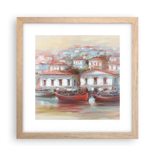 Poszter világos tölgy keretben - Boldog kisváros - 30x30 cm