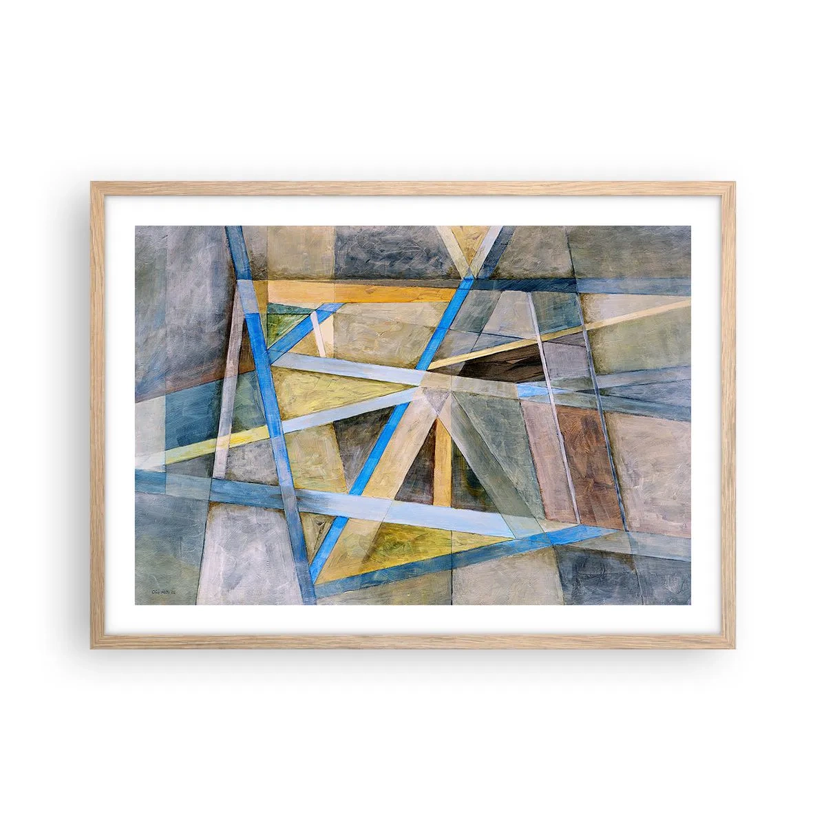 Poszter világos tölgy keretben - Egyenesen vagy átlósan? - 70x50 cm