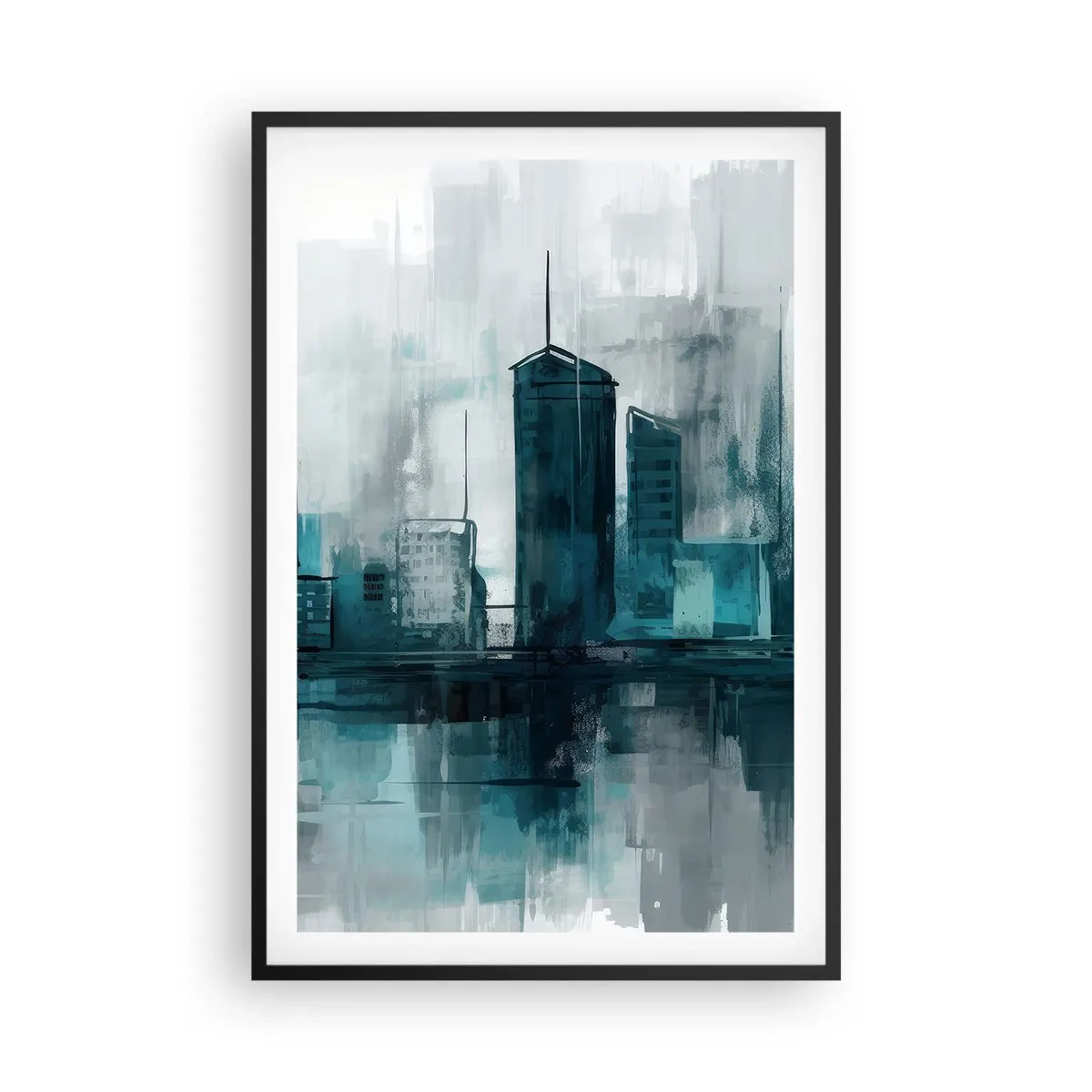 Poszter fehér keretben - Esőszínű város - 61x91 cm