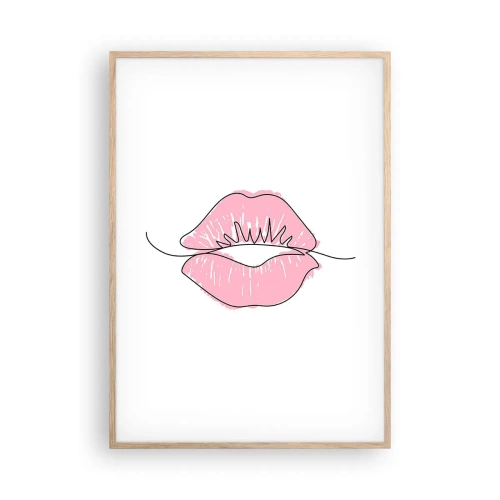 Poszter világos tölgy keretben - Készen állsz a csókra? - 70x100 cm