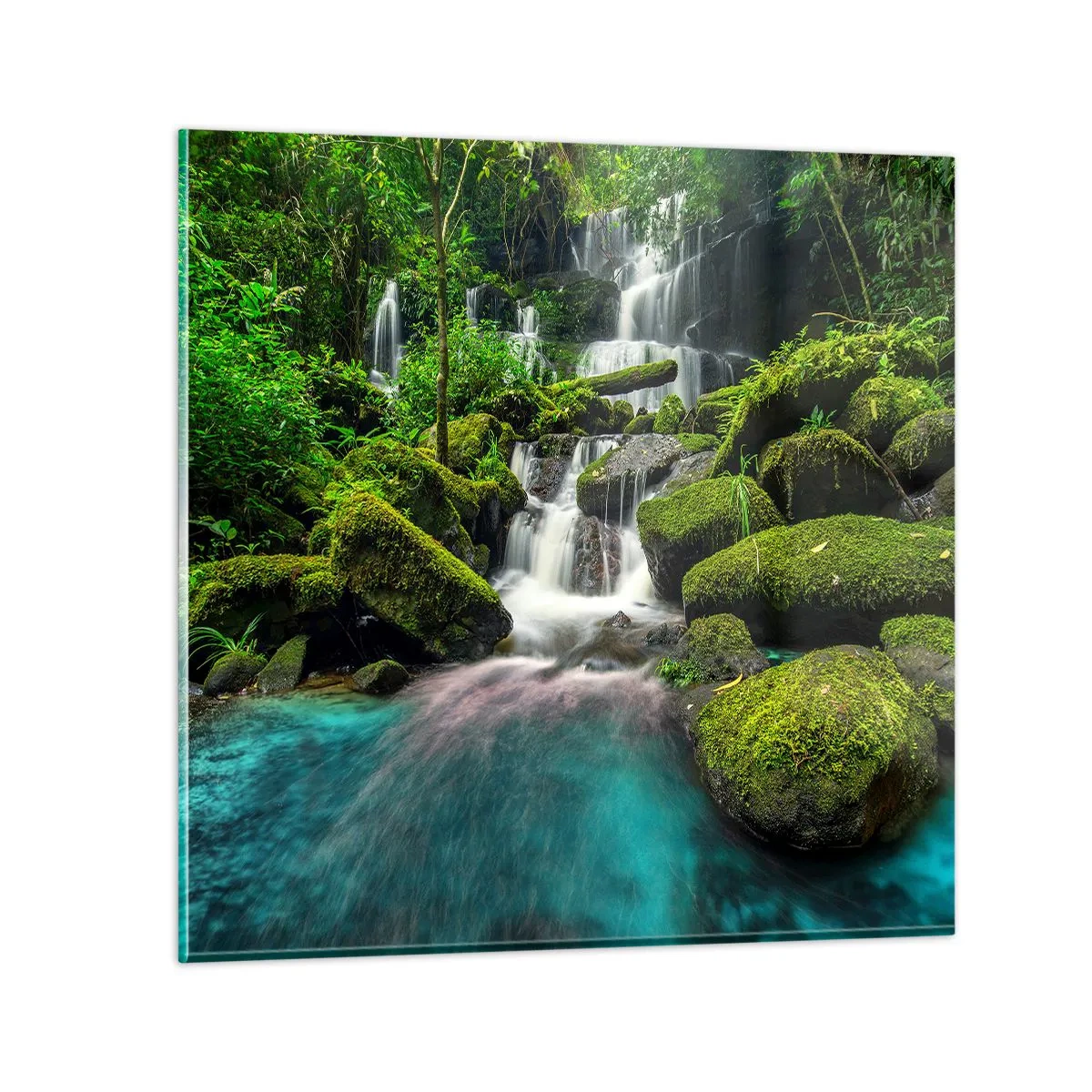 Üveg kép - Türkiz, zafír és folyékony ezüst - 40x40 cm