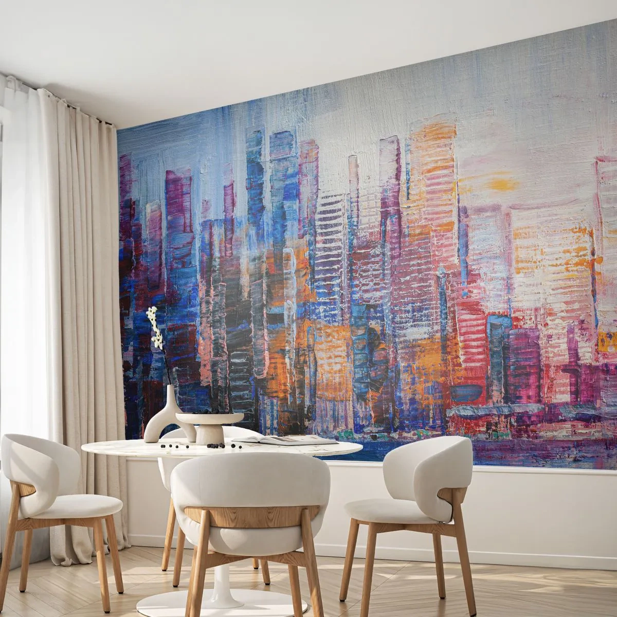 Fotótapéta Premium Sand - Egy vidám metropolisz - Város, Építészet, Felhőkarcoló - 500x350 cm