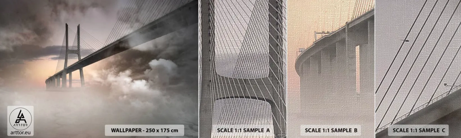 Fotótapéta Minta Premium Canvas - A nem létező folyó mentén - Tájkép, Híd, Építészet - 100x30 cm